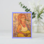 blauer Mikrofon Songstress Postkarte (Stehend Vorderseite)