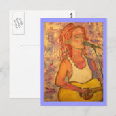blauer Mikrofon Songstress Postkarte (Vorne/Hinten)