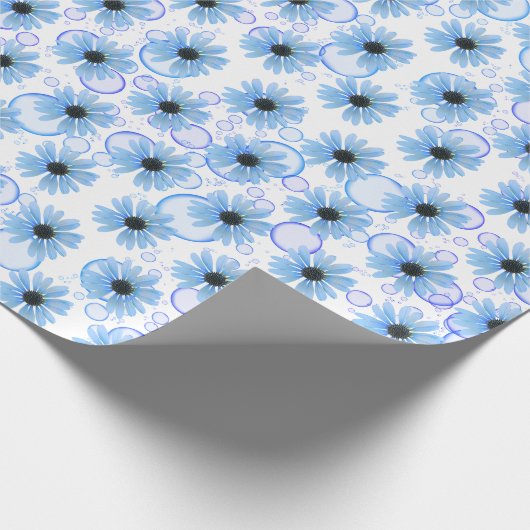 Blauer Milchzucker und Blasen Geschenkpapier (Ecke)