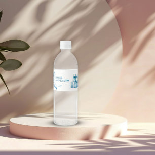 Blauer, minimalistischer Baby-Duschjunge Wasserflaschenetikett