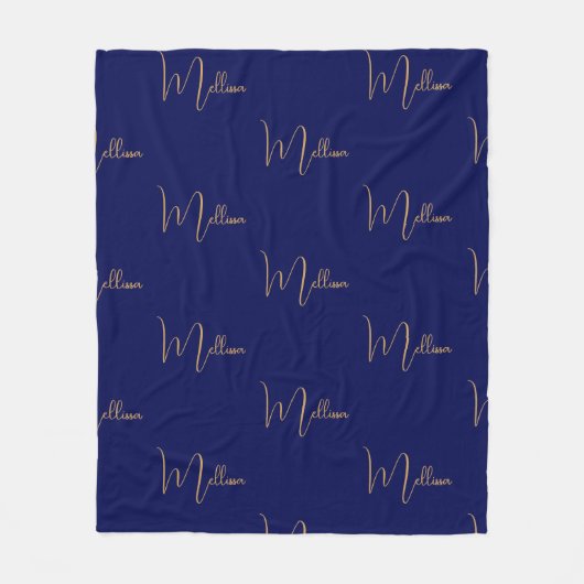 Blauer minimalistischer benutzerdefinierter Name Fleecedecke (Vorderseite)