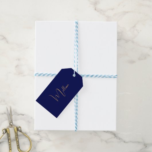 Blauer minimalistischer benutzerdefinierter Name  Geschenkanhänger (Mit Garn)