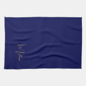 Blauer minimalistischer benutzerdefinierter Name  Geschirrtuch (Horizontal)
