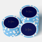 Blauer minimalistischer benutzerdefinierter Name  Pokerchips (Stapel)