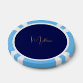 Blauer minimalistischer benutzerdefinierter Name  Pokerchips (Einzeln)