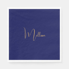Blauer minimalistischer benutzerdefinierter Name  Serviette