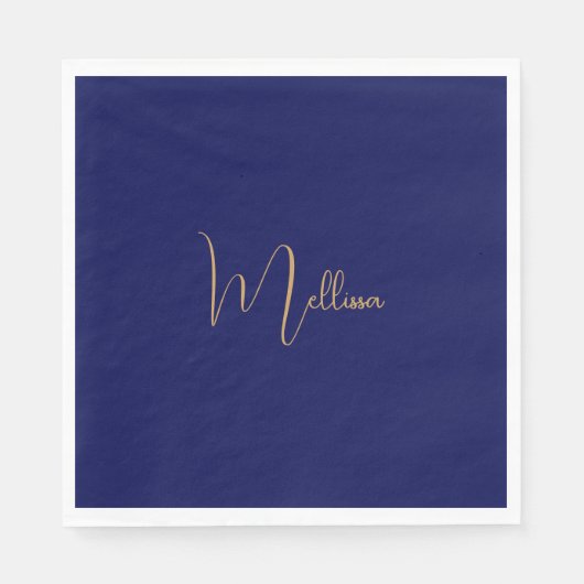 Blauer minimalistischer benutzerdefinierter Name Serviette (Vorderseite)