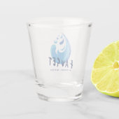 Blauer Minimalistischer Wassertropfen Schnapsglas (Rückseite)