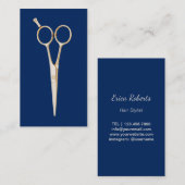 Blauer Minimaslit für die Haare Stylist Gold Sciss Visitenkarte (Vorne/Hinten)