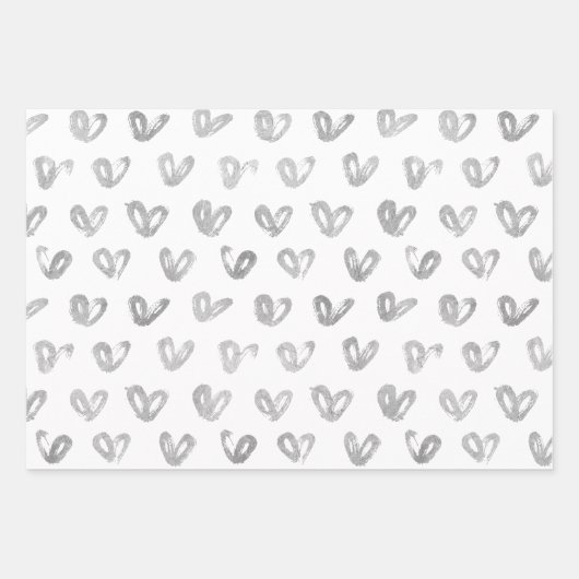 Blauer Minze Glitzer Punkte Silberherz Geschenkpapier Set (Vorderseite 3)