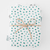 Blauer Minze Glitzer Punkte Silberherz Geschenkpapier Set (Beispiel)