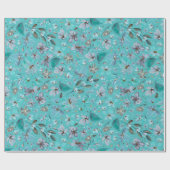 Blauer Minzzauber Wasserfarbenflor Geschenkpapier (Flach)