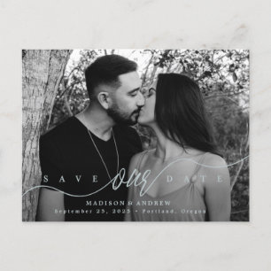 Blauer Mist Foto der Blühend Liebe Save the Date Ankündigungspostkarte