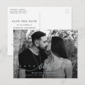 Blauer Mist | Foto der Blühend Liebe Save the Date Ankündigungspostkarte (Vorne/Hinten)
