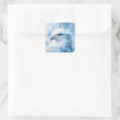 Blauer Mit Augen Adler unter Frostwunder Quadratischer Aufkleber (Tasche)