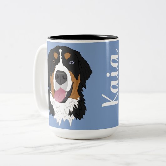 Blauer Mit Augen Berner Hund  Zweifarbige Tasse (Vorderseite Links)