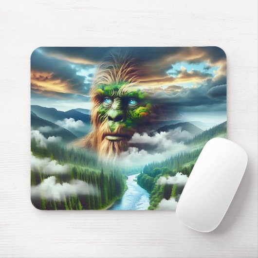 Blauer Mit Augen Bigfoot im Gebirge Mousepad (Mit Mouse)