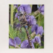 Blauer Mit Augen Darner Dragonfly auf der Blume Puzzle (Vertikal)