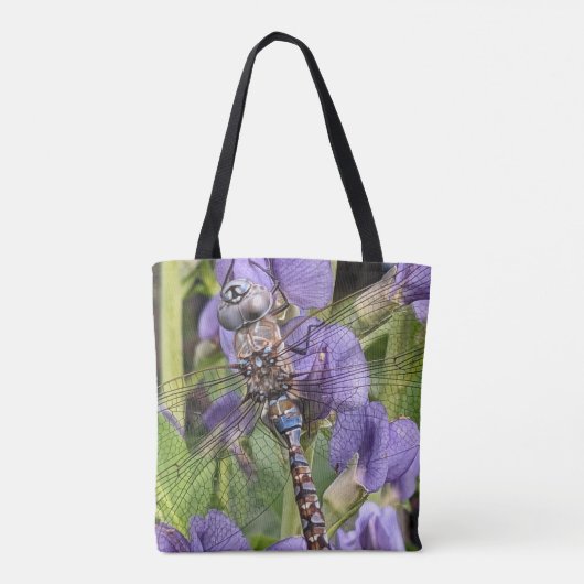Blauer Mit Augen Darner Dragonfly auf der Blume Tasche (Rückseite)