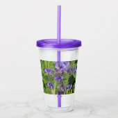 Blauer Mit Augen Darner Dragonfly auf Purple Flowe Acryltrinkbecher (Vorderseite)