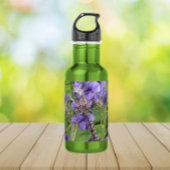 Blauer Mit Augen Darner Dragonfly auf Purple Flowe Edelstahlflasche