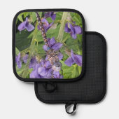 Blauer Mit Augen Darner Dragonfly auf Purple Flowe Topflappen (Vorderseite/Rückseite)