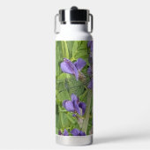 Blauer Mit Augen Darner Dragonfly auf Purple Flowe Trinkflasche (Vorderseite)