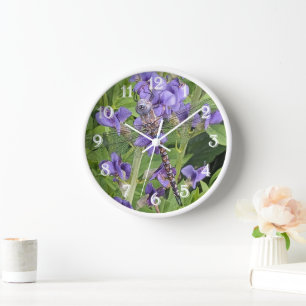 Blauer Mit Augen Darner Dragonfly auf Purple Flowe Uhr