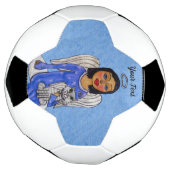 Blauer Mit Augen Engel auf der Cloud Holding White Fußball (Gedreht)