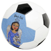 Blauer Mit Augen Engel auf der Cloud Holding White Fußball (Dreiviertel)