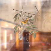 Blauer Mit Augen Gelber Audubon-Vogel auf Wisteria Fensteraufkleber (Blatt 2)