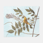 Blauer Mit Augen Gelber Audubon-Vogel auf Wisteria Fleecedecke (Vorderseite (Horizontal))