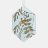 Blauer Mit Augen Gelber Audubon-Vogel auf Wisteria Ornament Aus Glas (Vorderseite Links)