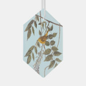 Blauer Mit Augen Gelber Audubon-Vogel auf Wisteria Ornament Aus Glas (Vorderseite Rechts)