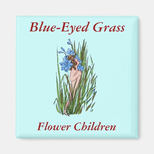 Blauer Mit Augen Gras Magnet (Vorne)