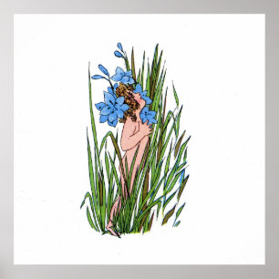 Blauer Mit Augen Gras Poster