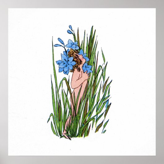 Blauer Mit Augen Gras Poster (Vorne)