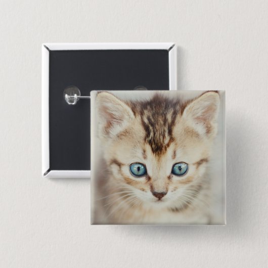 Blauer mit Augen Kitty Button (Vorne & Hinten)