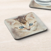 Blauer mit Augen Kitty Getränkeuntersetzer (Linke Seite)