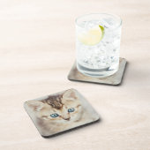 Blauer mit Augen Kitty Getränkeuntersetzer (Rechte Seite)
