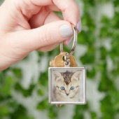 Blauer mit Augen Kitty Schlüsselanhänger (Hand)