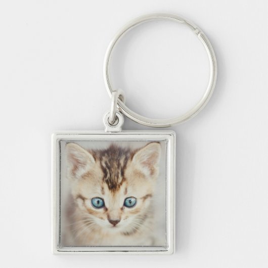 Blauer mit Augen Kitty Schlüsselanhänger (Vorne)