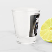blauer mit Augen Mops gegenüber Thunder _Cove Schnapsglas (Links)