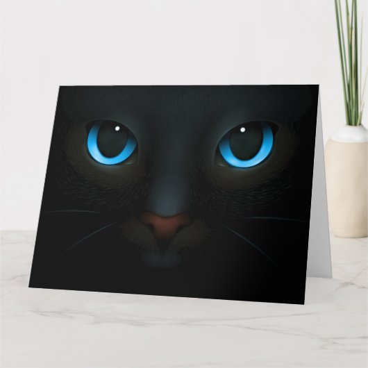 Blauer Mit Augen Schwarzer Katze - Die Nachtkunst Dankeskarte (Vorderseite)