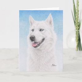 Blauer mit Augen weißer sibirischer Schlittenhund Karte