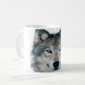 Blauer mit Augen Wolf Kaffeetasse (Vorderseite Links)