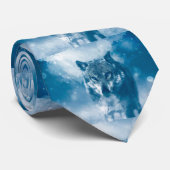 Blauer mit Augen Wolf Krawatte (Gerollt)