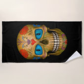 Blauer Mit Augen Zucker Skull Zombie Beach Handtuc Strandtuch (Vorderseite)