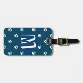 Blauer Mit Monogramm Haustier Gepäckanhänger (Vorderseite horizontal)