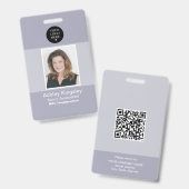 Blauer Mitarbeiter-Fotoausweis mit Firmen-Barcode Ausweis (Vorder- & Rückseite)